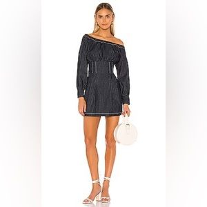 Lovers + Friends ‘Frenchie’ Mini Dress in Pinstripe Denim Blue, size XS NWT